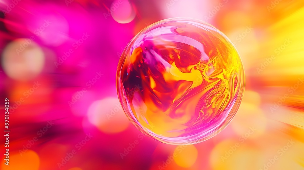 Poster abstract colorful sphere with bokeh background