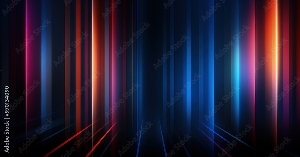 Poster a vibrant abstract background featuring vertical light beams in various colors, creating a dynamic a