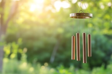 Close-up of a wind chime gently swaying