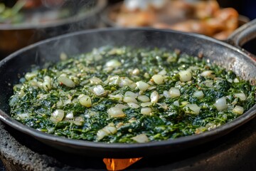 Sidon Lebanon serves Lebanese cuisine with spinach and onions
