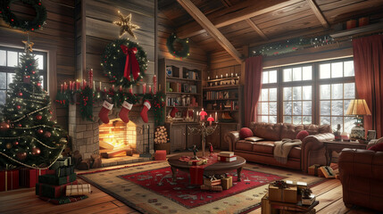 Interior room with Christmas decoration