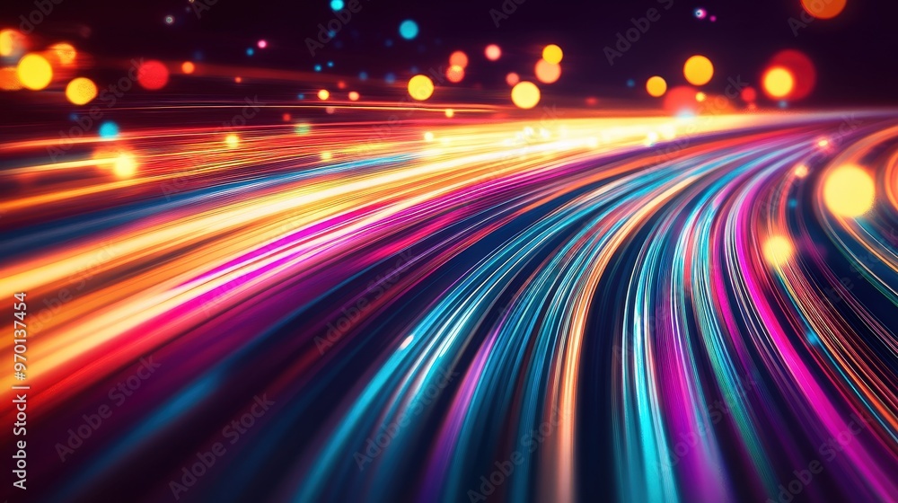 Aufkleber luminescent symphony - abstract background with colorful glowing light lines in motion