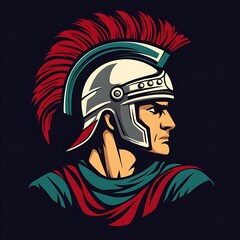 Obraz premium Roman Centurion with Helmet and Red Crest Illustration