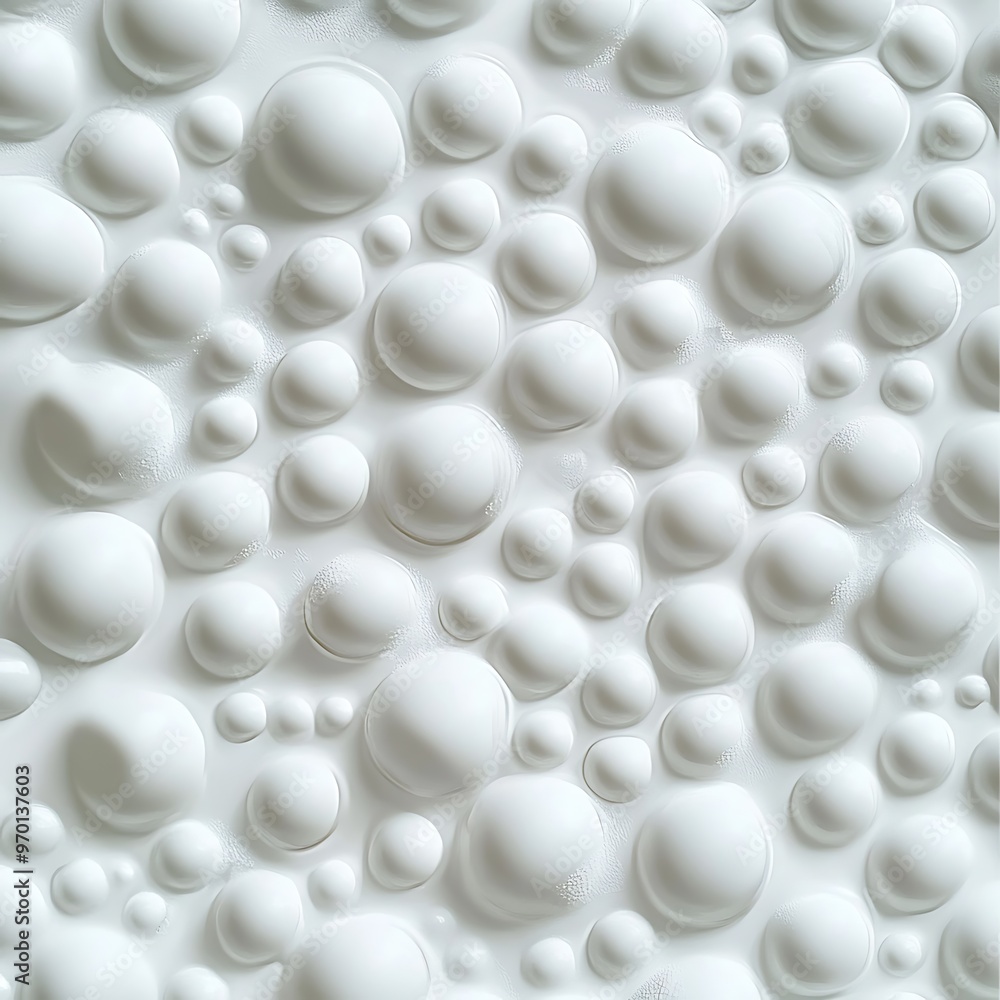 Poster abstract white textured background with 3d round bubble shapes