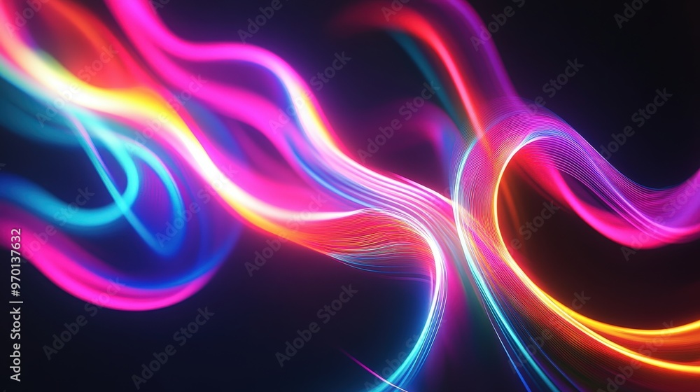 Poster electric neon light lines abstract background with vibrant colors for dynamic design concepts