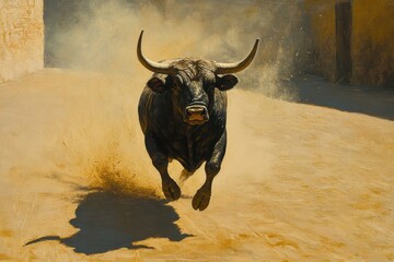 Spanish bull race in arena