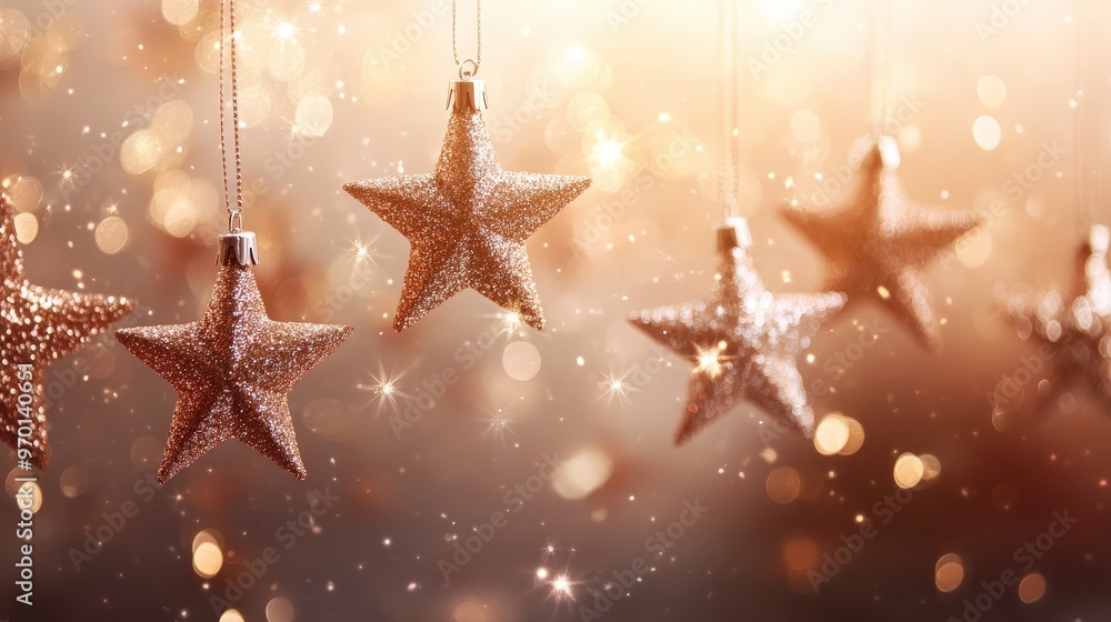 Aufkleber enchanting sparkling star ornaments on gradient background creating festive atmosphere