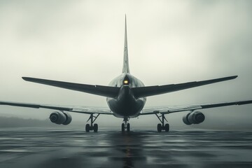 Naklejka premium The rear view of the landing plane