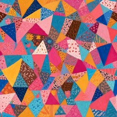 Fototapeta premium digital painting A colorful abstract patchwork pattern 