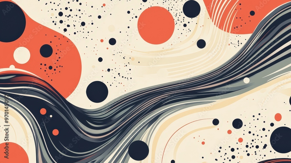 Poster whimsical abstract lines and circles seamless pattern for vibrant designs