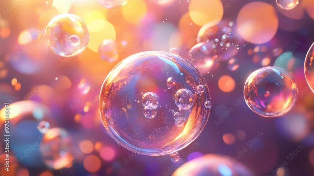 Aufkleber enchanting cascade of glowing soap bubbles in motion - fantasy background with sparkling highlights 