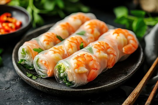 Vietnamese dish spring rolls with shrimp and pork