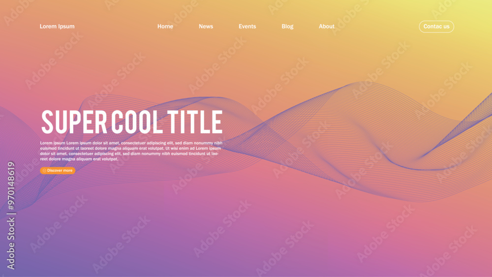 Poster landing page abstract design. template for website or app. colorful abstract minimal wave