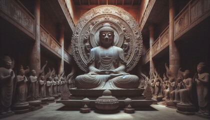 Fototapeta premium Buddha in a temple, large statue.
