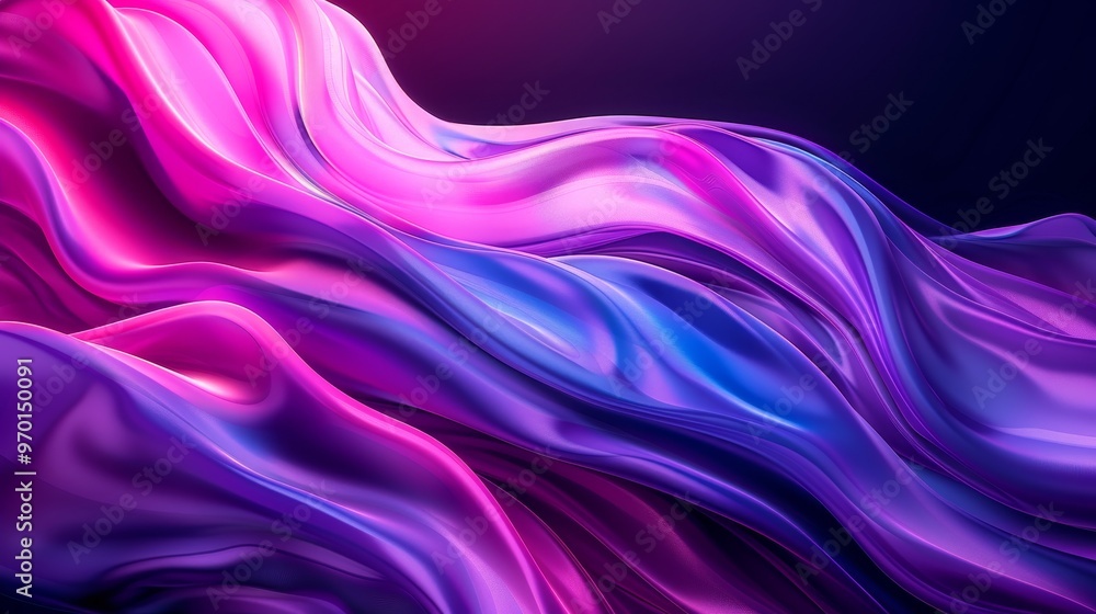 Poster abstract liquid flow with colorful iridescent rainbow gradient wave background design.
