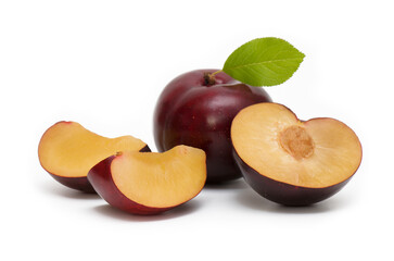 Plum fruit isolated on white background