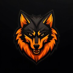Obraz premium Fierce Orange and Black Wolf Mascot Logo