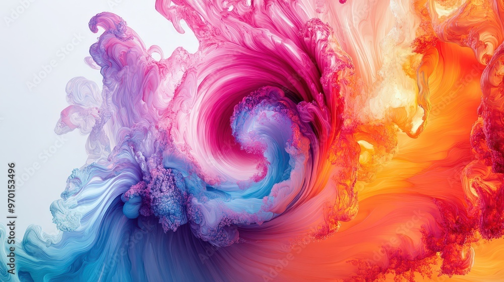 Poster vivid ink swirl gradient - abstract background illustration of bright and bold inks merging in a cap