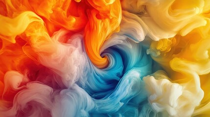 Obraz premium Vibrant Ink Spiral: Abstract Illustration of Colorful Inks Mixing in Intricate Pattern