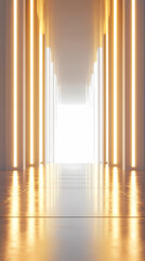 Bright and sleek golden corridor