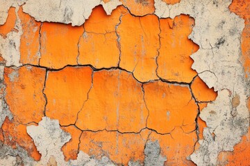 Obraz premium Cracked orange cement wall texture background.