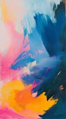 Abstract colorful brush strokes on canvas