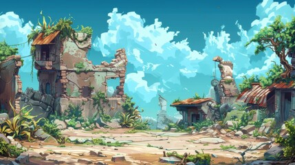 Futuristic Cityscape. High-Tech Video Game Background Concept