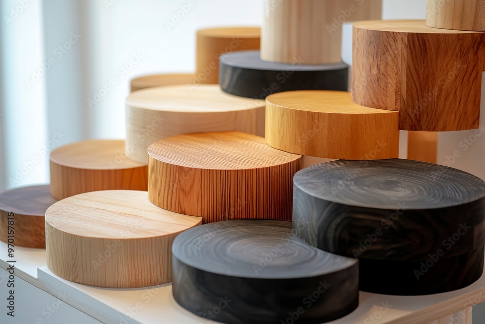 Aufkleber tiered podium with several neatly arranged levels, allowing the presentation of several products sim