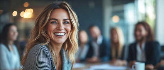 Businesswoman presenting analysis to diverse team in modern office