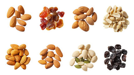 Healthy Top-Down View of Various Nuts, Seeds, and Dried Fruits