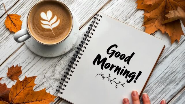 Good morning coffee with notebook