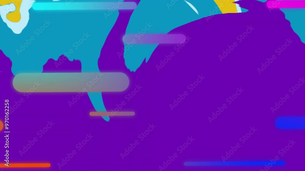 Poster animation of glowing neon lights moving over pattern background