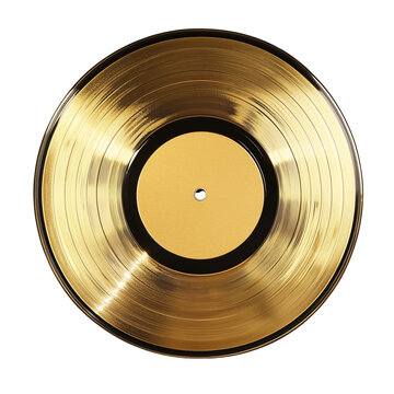 Shiny Gold Record Disc Isolated on a Black Background