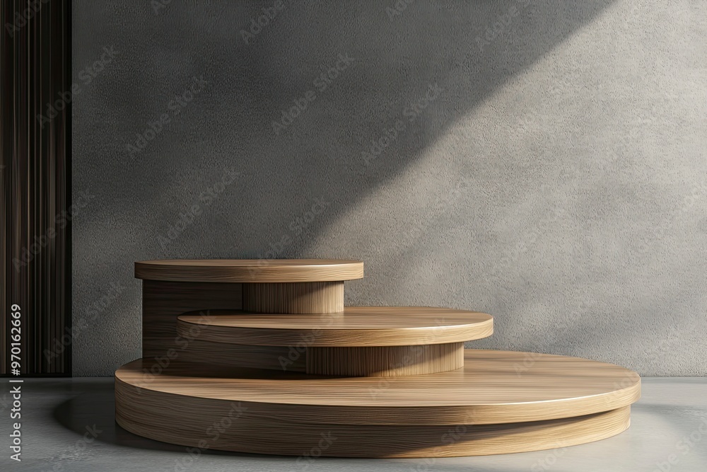 Aufkleber tiered podium with several neatly arranged levels, allowing the presentation of several products sim