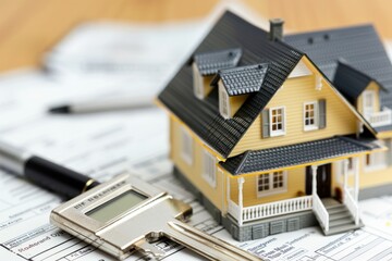 A house is on top of a piece of paper with a key on it, generative ai image