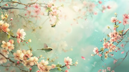 Fototapeta premium Enchanted Forest. Whimsical and vibrant nature themed background