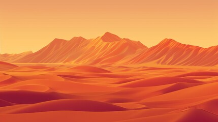 Naklejka premium Tranquility in the Desert. Peaceful sand dunes under a clear blue sky