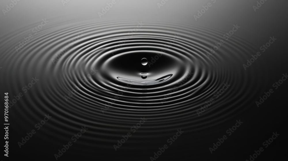 Aufkleber tranquil elegance: close-up of water drop creating concentric ripples on calm surface