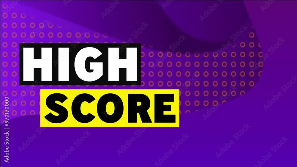 Poster animation of high score text over pattern background