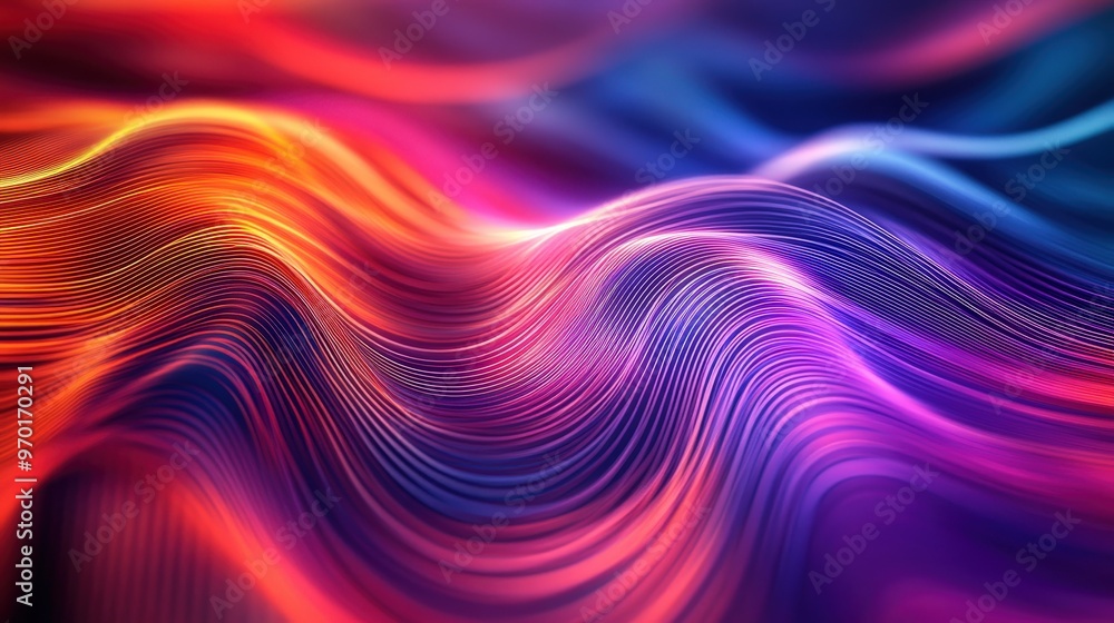 Poster vibrant abstract background with colorful light lines interacting and overlapping