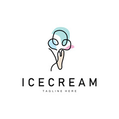 Ice Cream Logo Line Design Sweet Soft Cold Summer Food