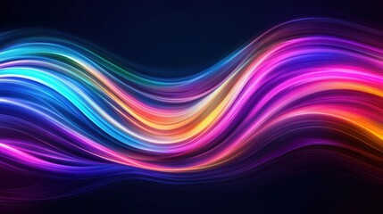An eye-catching abstract background with bright, glowing light lines in a spectrum of colors. The design emphasizes the smooth flow and interplay of luminous lines, creating a vibrant and enchanting