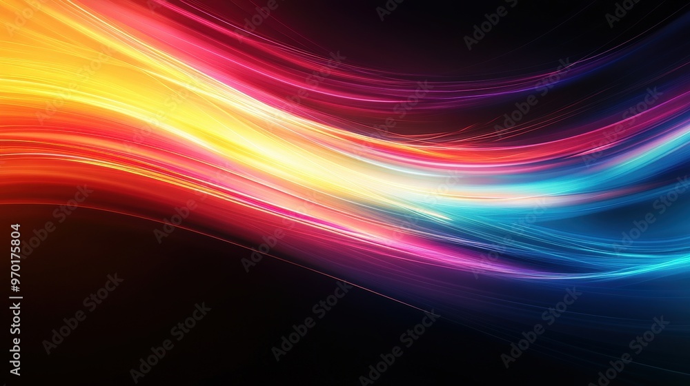 Poster luminous spectrum - captivating abstract background with glowing light lines in vivid colors