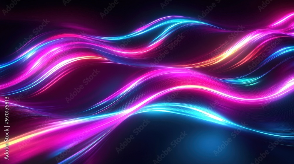 Poster luminous abstract background with vibrant colorful light lines