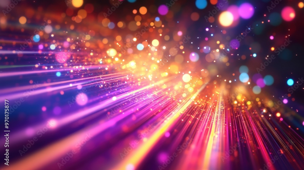 Poster luminous symphony - colorful abstract background with glowing light lines and dynamic patterns for d