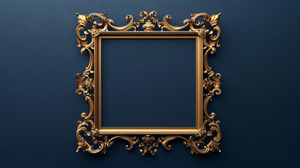 Golden Frame on Marble Background: Elegant frame on a marble texture.
