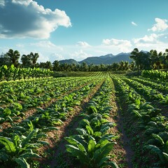 Farming techniques green agricultural field organic crops picture