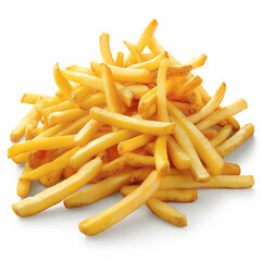 French fries on a white background.