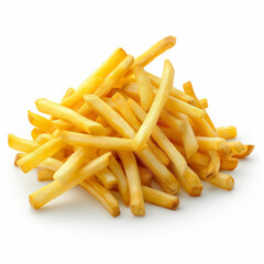 French fries on a white background.