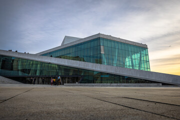 Obraz premium Oslo - February 12 2023: The modern Opera house of Oslo, Norway